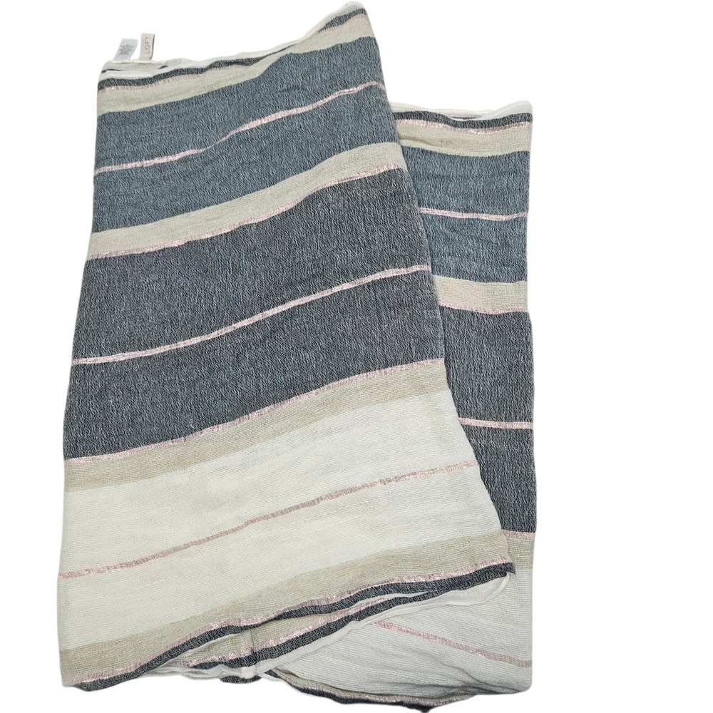 LOFT Striped‎ Infinity Scarf Lightweight Sheer Gauzy Women's Pink Grey Cream